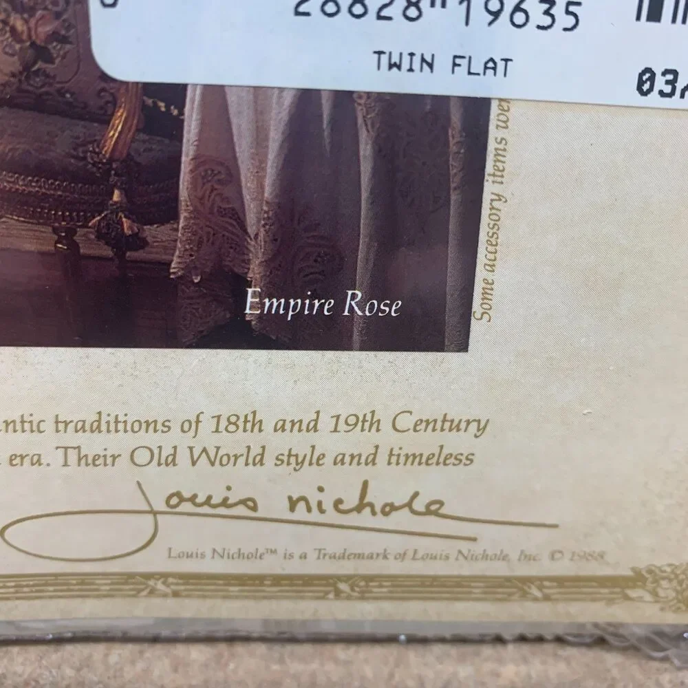 Vintage Louis Nichole Twin Flat Percale Sheet Empire Rose NEW 1989 Old World